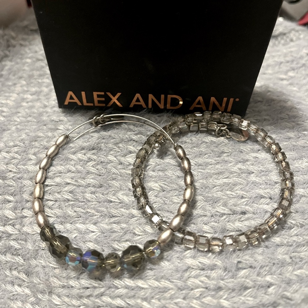 Alex and Ani Vintage Sixty-Six Silver Bracelet Pair